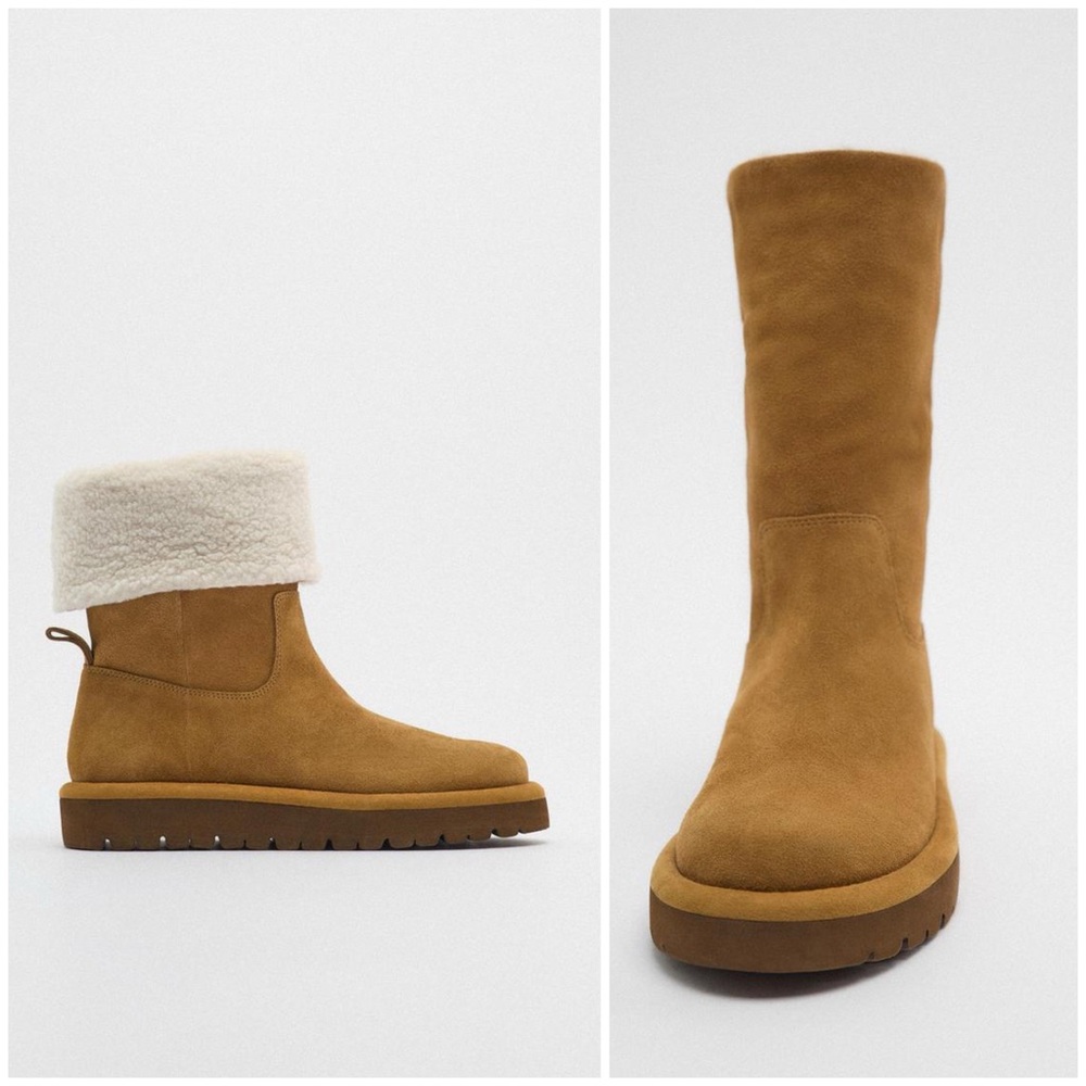 ZARA ~ FLEECE SUEDE ANKLE BOOTS
